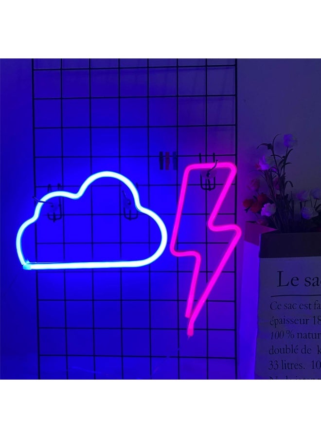 ارستيد لوحات نيون LED على شكل غيمة ورعد  – أزرق/وردي - Image 5